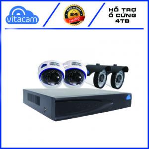 BỘ CAMERA GIÁM SÁT IP POE 4 MẮT CAMERA TRONG NHÀ, NGOÀI TRỜI 2.0MPX 1080P VÀ ĐẦU GHI POE MỚI CỦA VITACAM