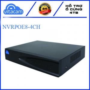 Đầu ghi hình Vitacam NVRPOE8 4CH có 4 kênh POE và 1 kênh IP, ST 5Mpx playback H265